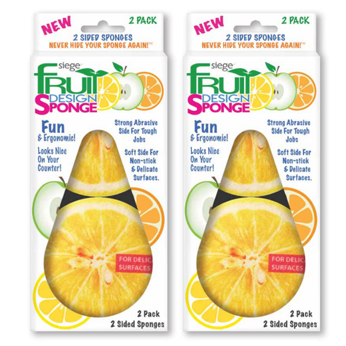 4 Kitchen Cleaning Sponge Lemon Fruit Design Scrubber Scrub Scour Wash Dish Pads
