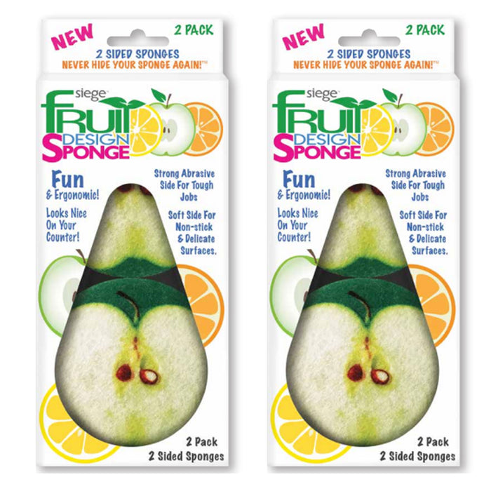 4 Kitchen Dish Sponge Fruit Design Green Apple Scrubber Scourer Wash Clean Pads