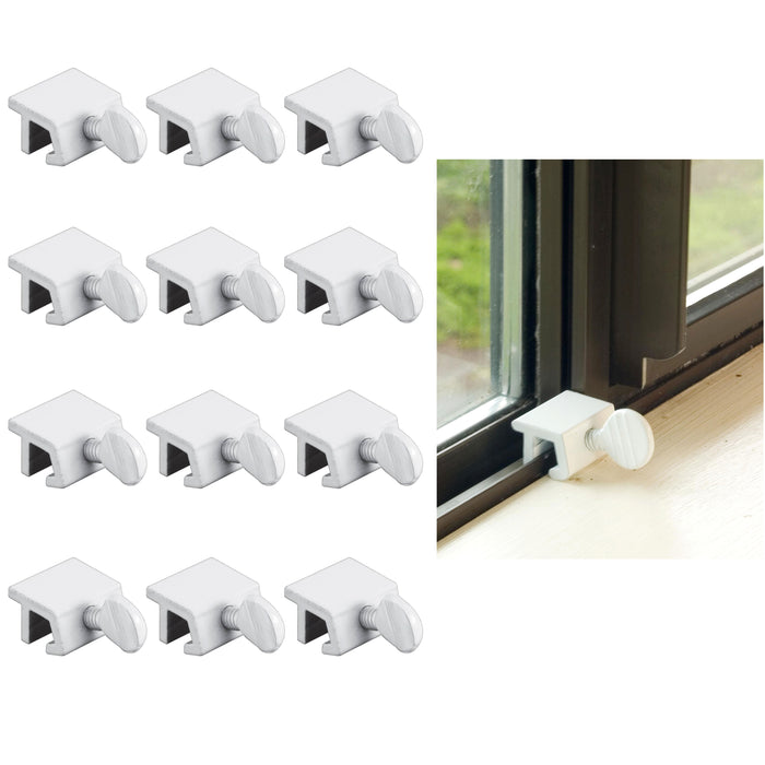 12 X White Sliding Window Locks Easy Installation High Security Lock Thumbscrews