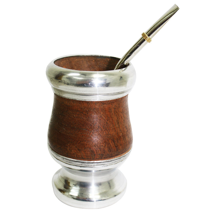 ARGENTINA MATE GOURD ALGARROBO SET YERBA TEA CUP BOMBILLA STRAW KIT DRINK 6277
