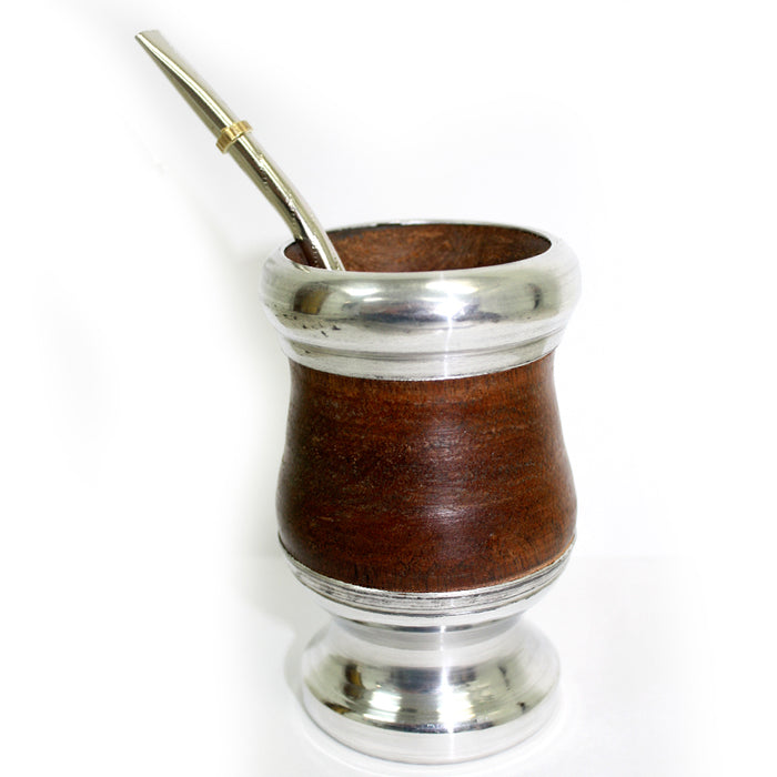 ARGENTINA MATE GOURD ALGARROBO SET YERBA TEA CUP BOMBILLA STRAW KIT DRINK 6277