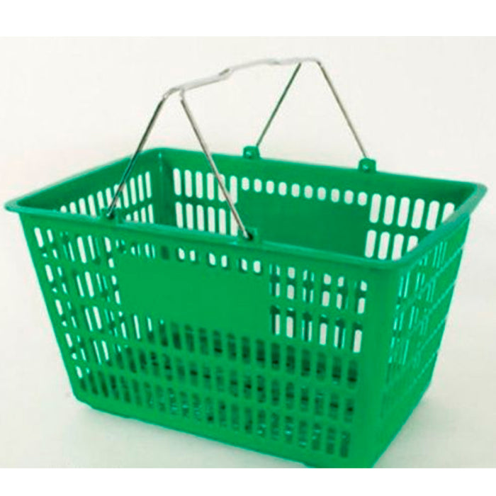 12 Pc Jumbo Standard Shopping Baskets Chrome Handles Plastic Grocery Store Eco