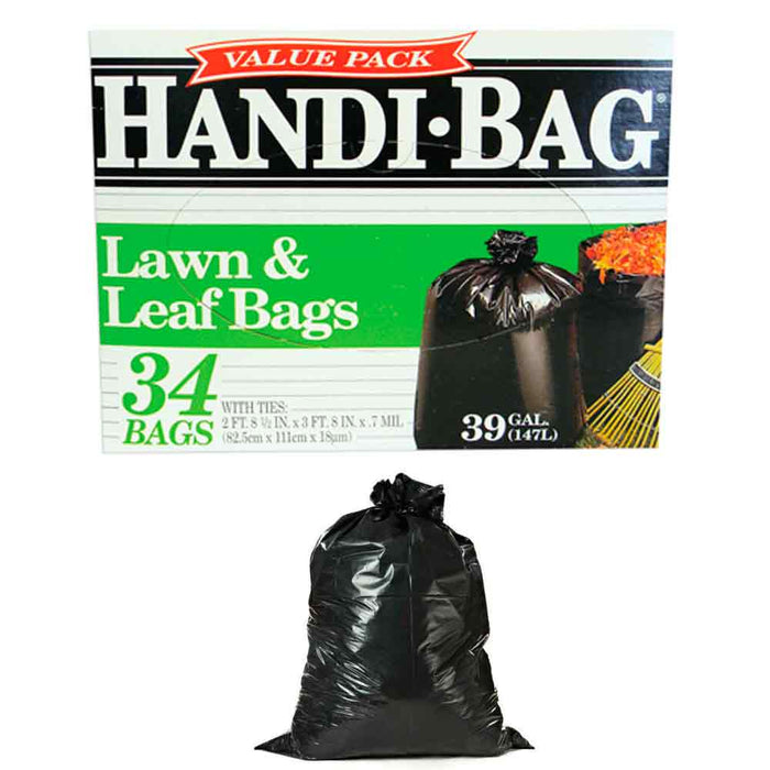 34 Pack Heavy Duty Bags Black Drum Liner Trash Outdoor Yard Leaf