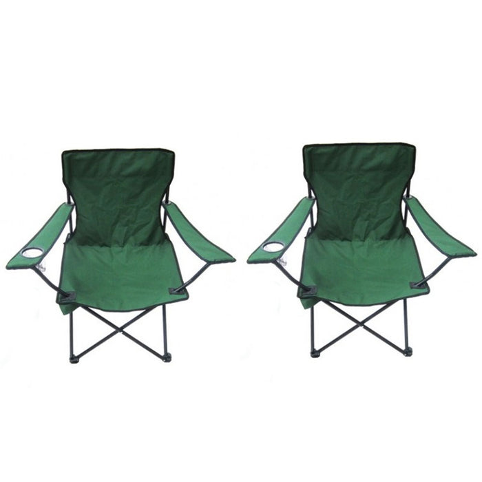 2 Folding Portable Chair Set Patio Outdoor Beach Camping Hiking Drink Holder Sun