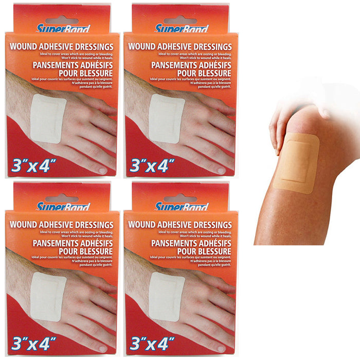 20 Pc Adhesive Bandages Extra Large Pad Wound Dressing 3" X 4" Medical First Aid