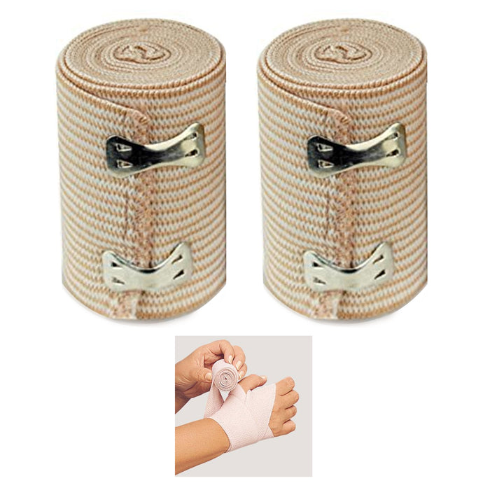 2 Pc 3" Wide Cotton Elastic Bandage Clip Closure Medical Compression Knee Wrap