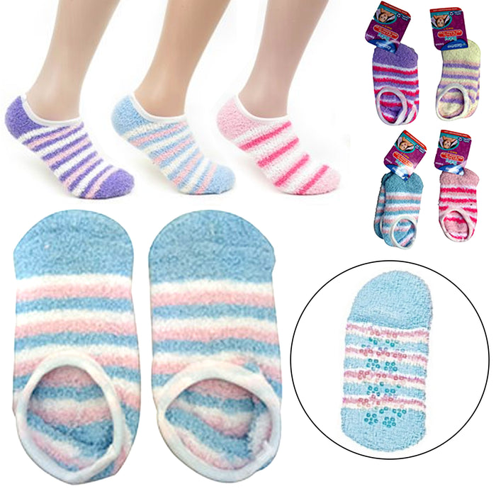 3 Pairs Baby Toddler Girl Child Cotton Blend Anti Non Slip Socks Fuzzy Size 5-7