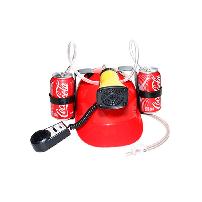 Beer Soda Guzzler Helmet Drinking Hat Mic Siren 7 Sounds Red Party Novelty Gift