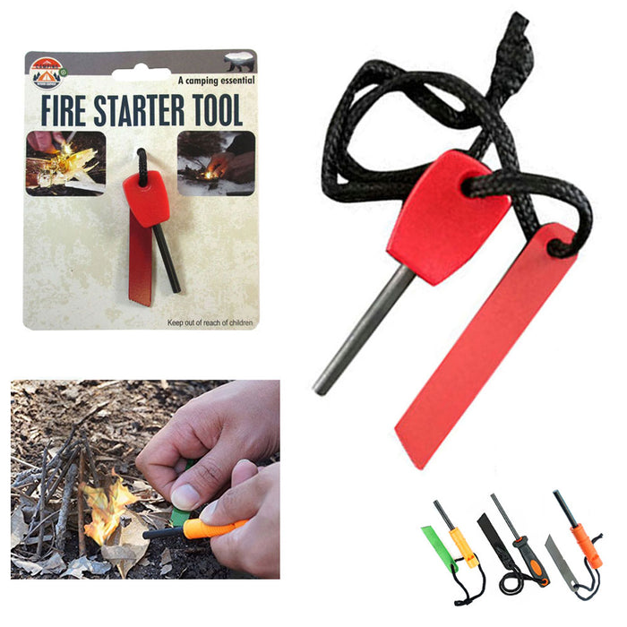 Flint Steel Striker Magnesium Rod Fire Starter Hunting Survival Kit Camping Tool