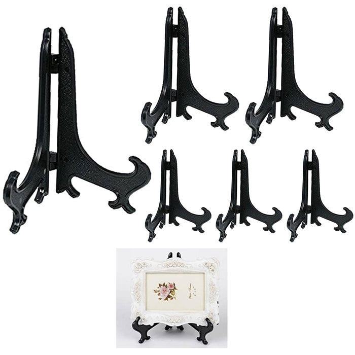 6x Decorative Plate Holder Display Stand Easel Picture 4.5" 9.75" 6.5" Black