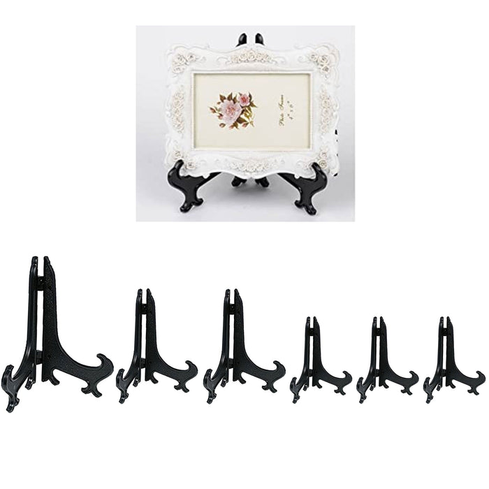 6x Decorative Plate Holder Display Stand Easel Picture 4.5" 9.75" 6.5" Black