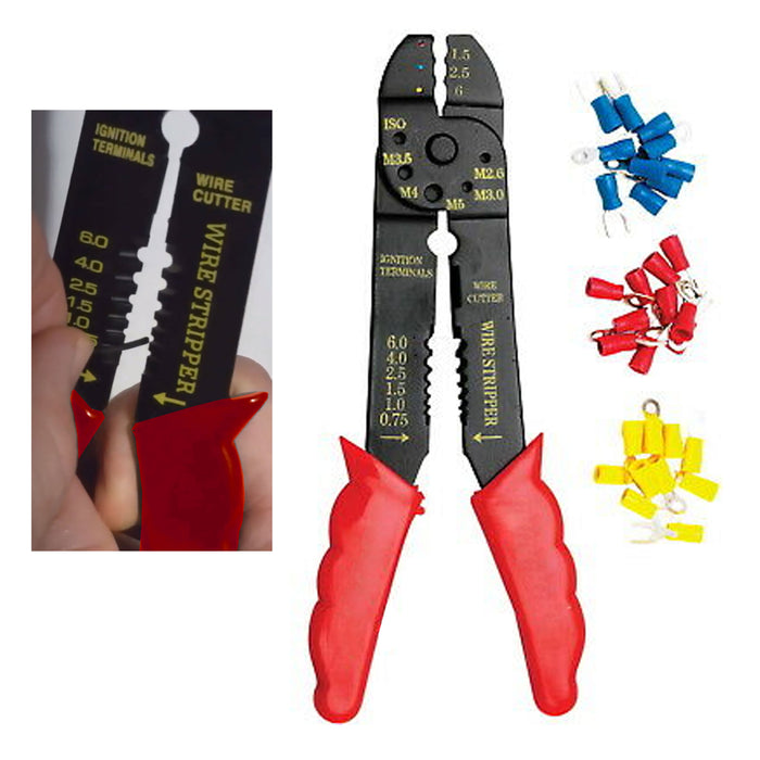 1 Set 8" Cutting Crimping Tool 60 Terminals Cable Wire Electrical Cutter Crimper