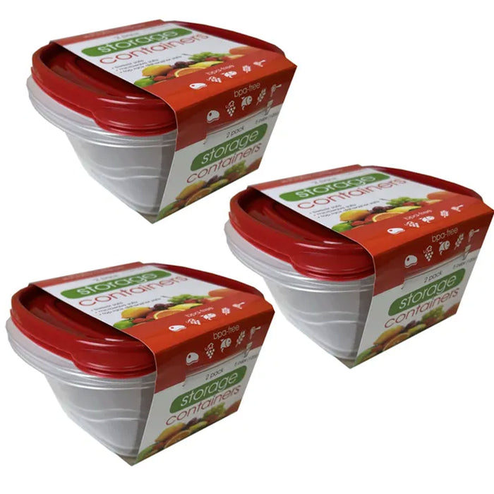 6 Large Reusable Food Storage Container Prep Freezer Microwave BPA Free 1200ml