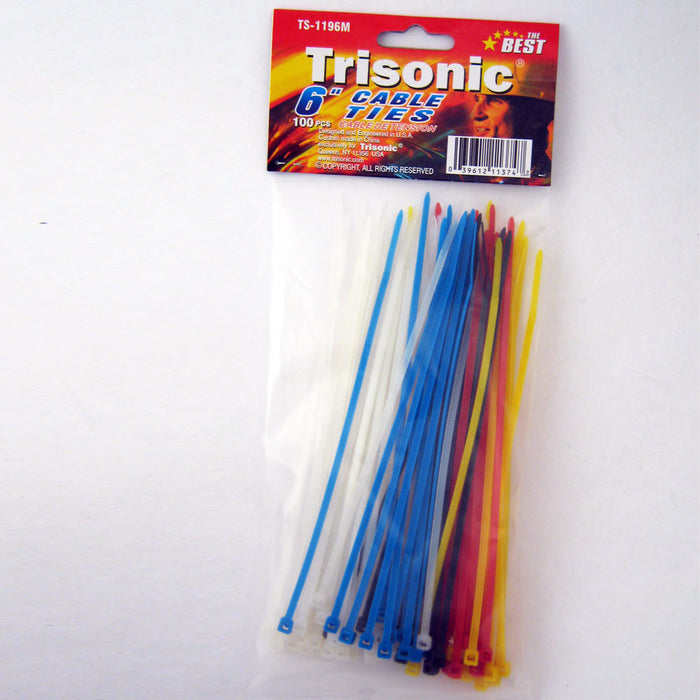 100 Zip Ties 6" Inch Color Nylon Cable Cord Wire Strap 30 Lbs Uv Resistant New