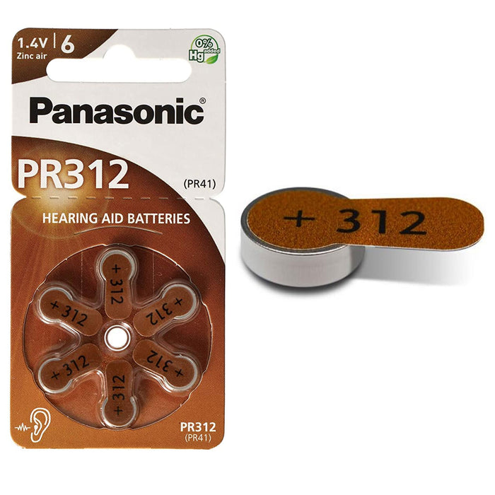 30 Pc Panasonic PR 312 Hearing Aid Batteries Cell Type Zinc Air 1.4V Battery