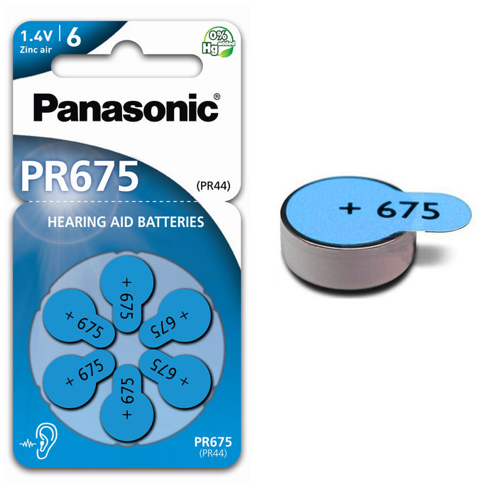 30 Pc Panasonic PR 675 Hearing Aid Batteries Zinc Air 1.4V Battery No Mercury