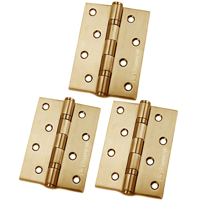 3 pc 4" Door Hinge Brass Heavy Duty Interior Exterior Square Corner Thick Strong