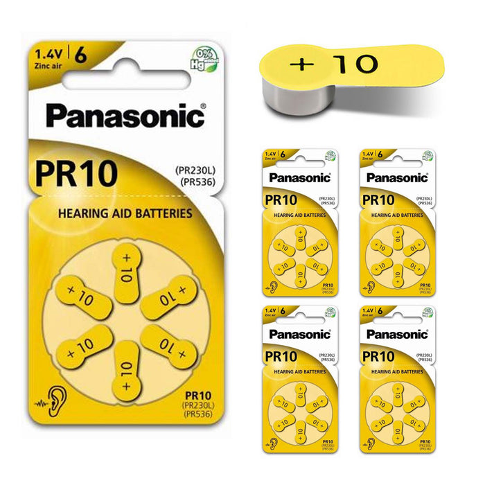 30 Pc Panasonic Hearing Aid Batteries Zinc Air 1.4V Battery Cell Type Size PR 10