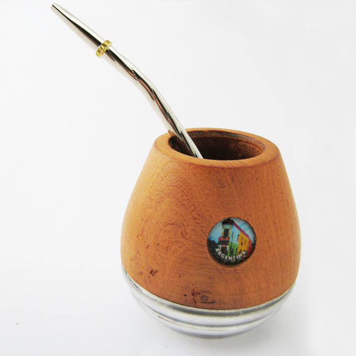 Mate Gourd Yerba Tea Cup With Bombilla Straw Kit Argentina Handmade Design 6 oz
