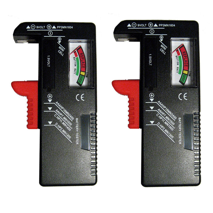 2 X Battery Voltage Tester AA/AAA/C/D/9V Universal Button Cell Load Power Check