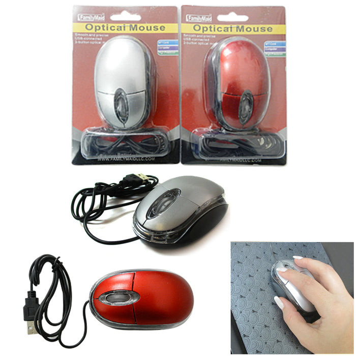 1 Wired Basic Optical Mouse USB Scroll Wheel Mice Laptop Computer PC Desktop New
