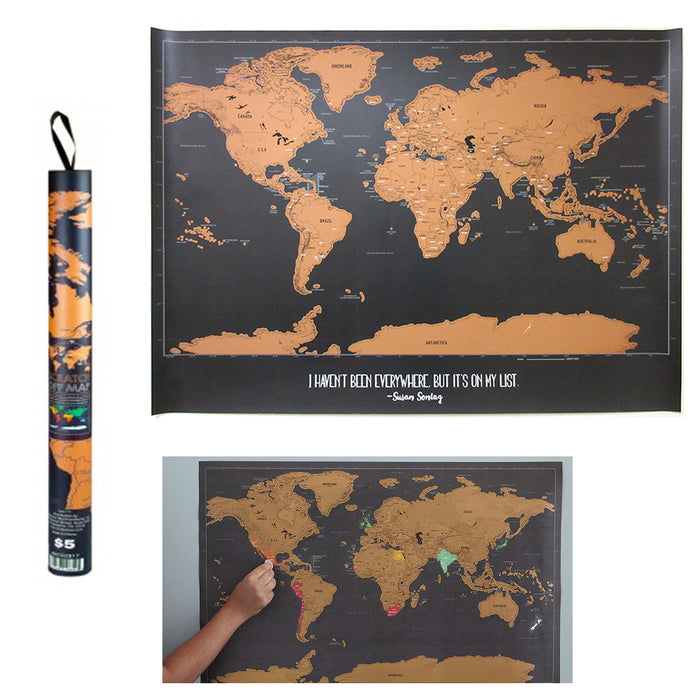 1 X Scratch Off World Map Poster Journal Log Giant Map Of The World Gift 23"X30"