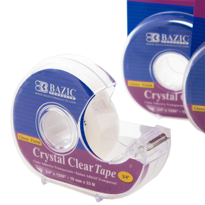 2 Pc Clear Tape Rolls Cutter Dispenser Transparent Desktop Office 3/4" x 1296"