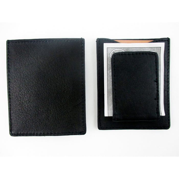 Mens Leather Black Money Clip Slim Pocket Wallet Magnetic ID Credit Card Holder