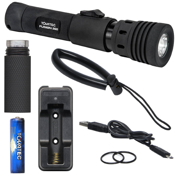 Intova Tovatec Fusion Torch Flashlight Waterproof Rechargeable 260 Lumens Zoom
