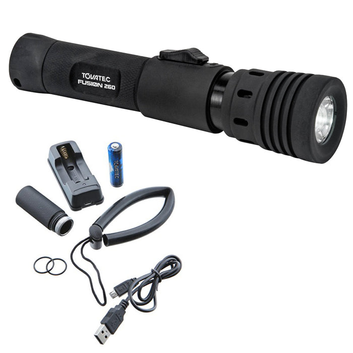 Intova Tovatec Fusion Torch Flashlight Waterproof Rechargeable 260 Lumens Zoom