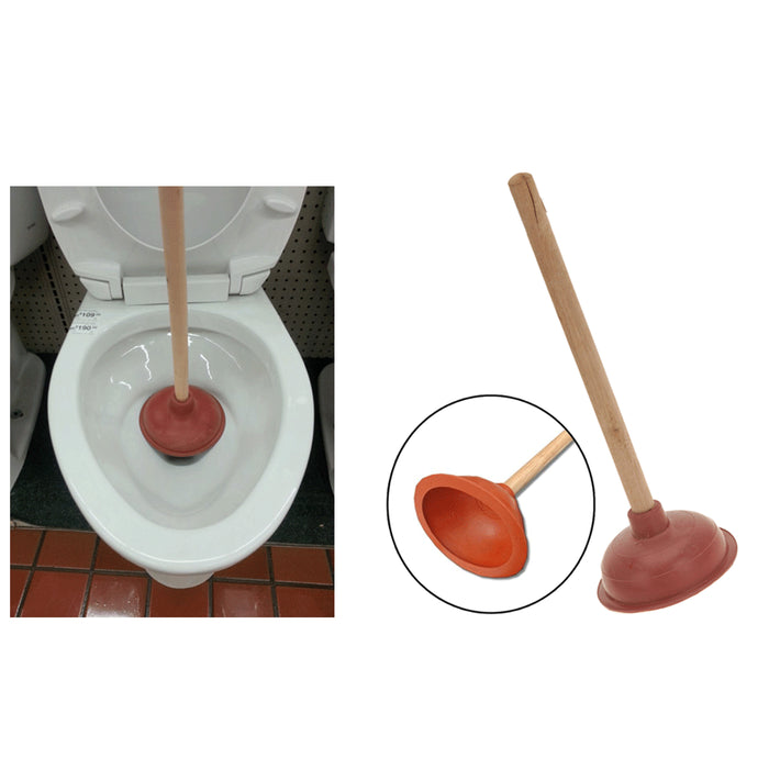 Bathroom Toilet Plunger Unclog Rubber Suction Cup 18" or 16" Long Wooden Handle