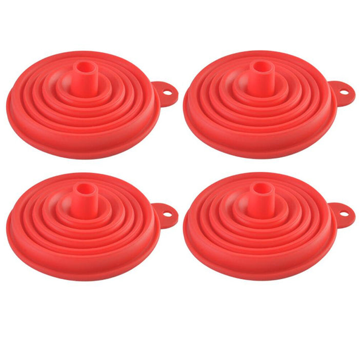 4 Pack Silicone Funnel Collapsible Kitchen Fold Heat Resistant Oil Water Liquid