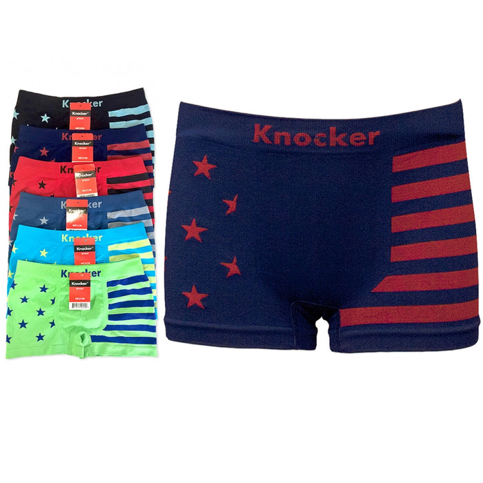3 Knocker Boys Boxer Shorts Stripes Stars Seamless Spandex Kids Soft Underwear M