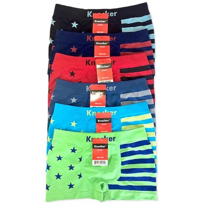 3 Knocker Boys Boxer Shorts Stripes Stars Seamless Spandex Kids Soft Underwear M