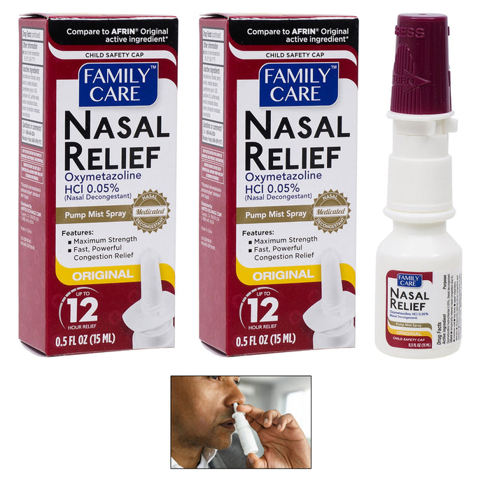 2 Nasal Relief Pump Spray Mist Decongestant 12 Hour Allergy Sinus Max Strength