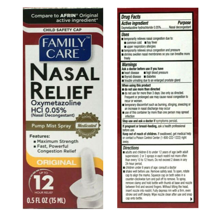 2 Nasal Relief Pump Spray Mist Decongestant 12 Hour Allergy Sinus Max Strength