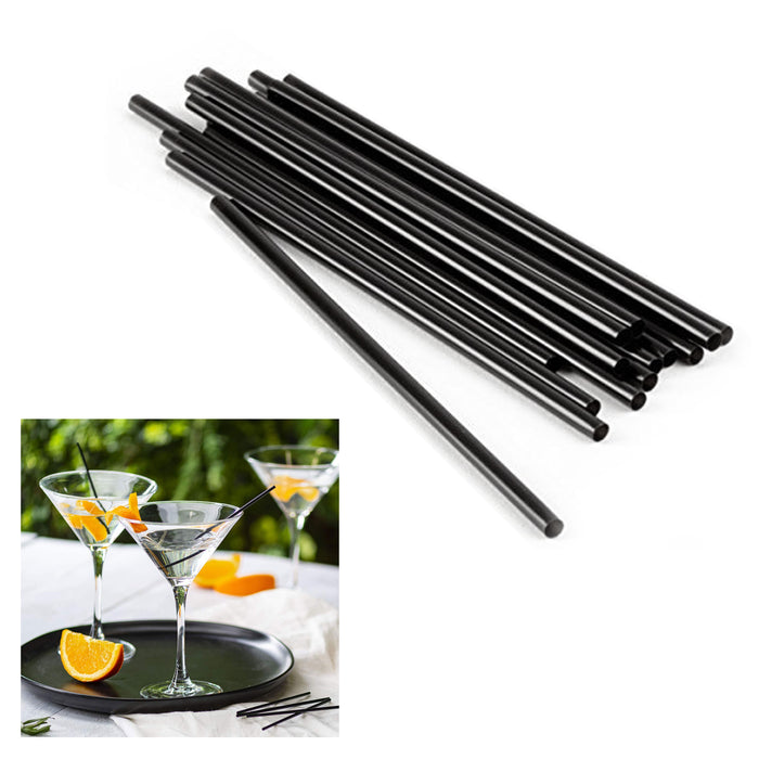 2000 Stirrers Black 5" Drinking Slim Straws Unwrapped Plastic Drink Sip Cocktail