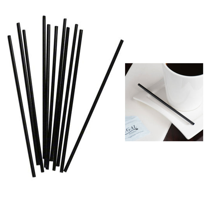 1000 Ct Stirrers Plastic Coffee Bar Black Straw Cocktail Sip Sticks Straws 5"