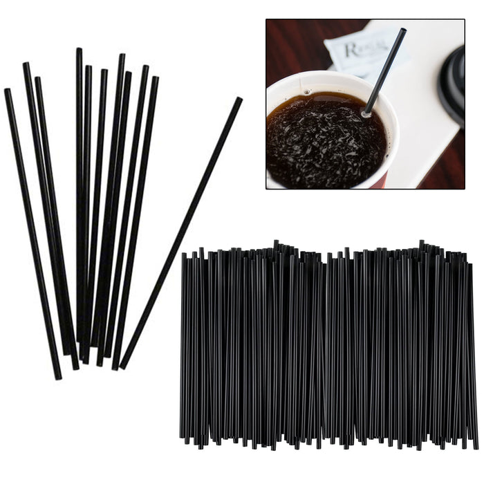 2000 Stirrers Black 5" Drinking Slim Straws Unwrapped Plastic Drink Sip Cocktail