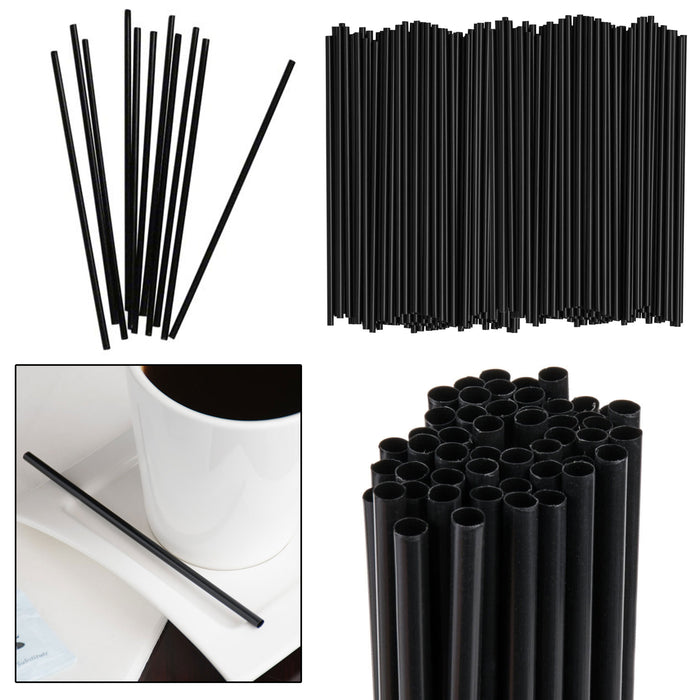 2000 Ct Plastic Cocktail Straws Black Sip Coffee Stirrers Bar Straw Sticks 7.5"
