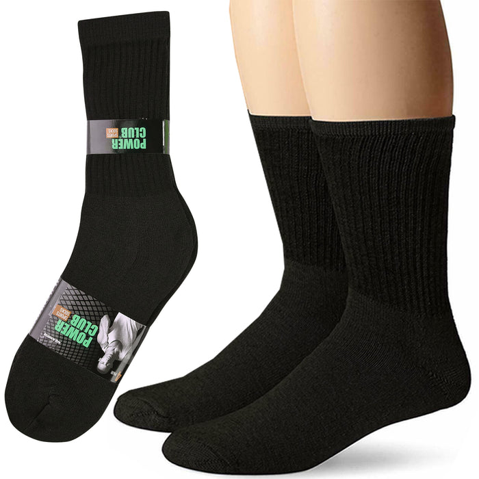 4 Pairs Mens Black Sports Athletic Work Crew Cotton Cushioned Socks Size 9-11