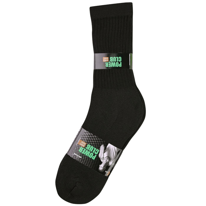 4 Pairs Mens Black Sports Athletic Work Crew Cotton Cushioned Socks Size 9-11