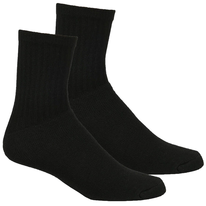 4 Pairs Mens Black Sports Athletic Work Crew Cotton Cushioned Socks Size 9-11
