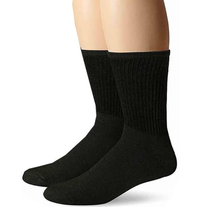 12 Pairs Mens Premium Cushion Sports Athletic Crew Cotton Socks Black Size 9-11
