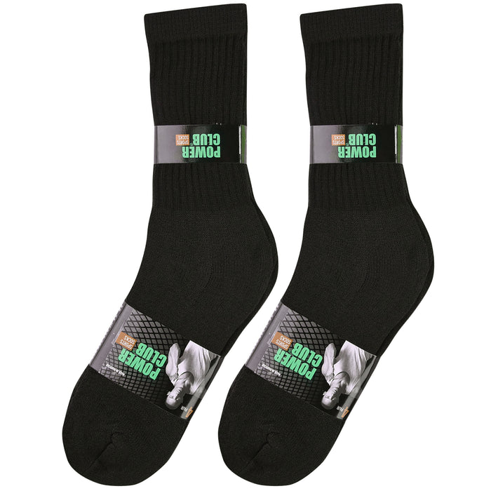 8 Pairs Mens Black Classic Calf Sports Athletic Crew Cotton Cushioned Socks 9-11