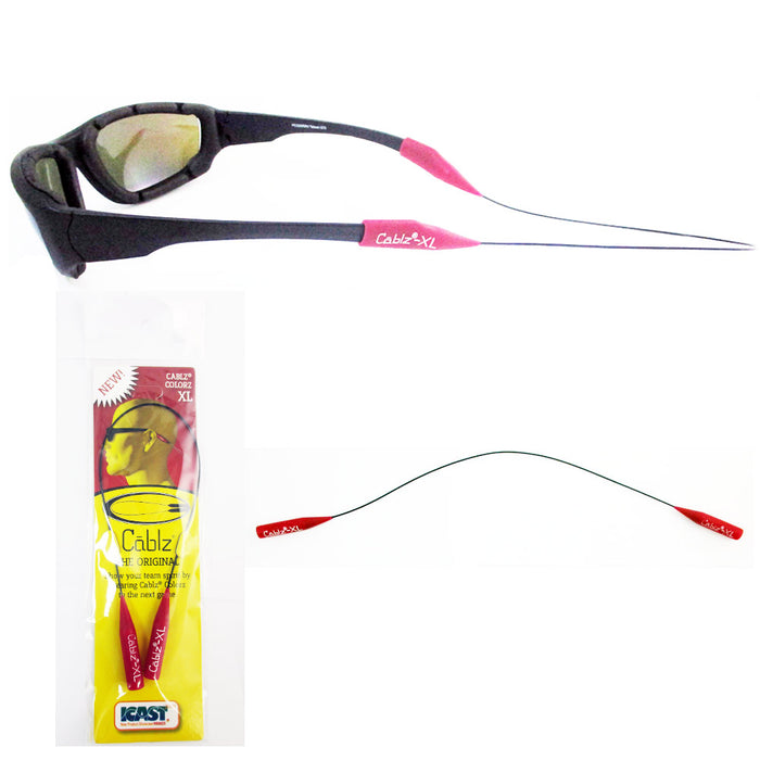 2 Pack CABLZ 14" Sunglasses Holder ZIPZ Adjustable Eyewear Retainer Red Orange