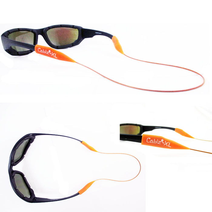 2 Pack CABLZ 14" Sunglasses Holder ZIPZ Adjustable Eyewear Retainer Red Orange