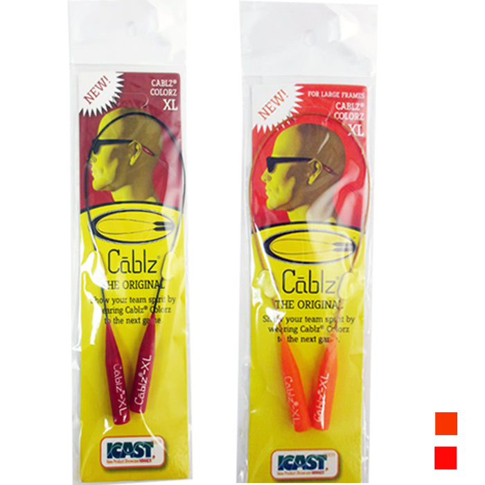 2 Pack CABLZ 14" Sunglasses Holder ZIPZ Adjustable Eyewear Retainer Red Orange