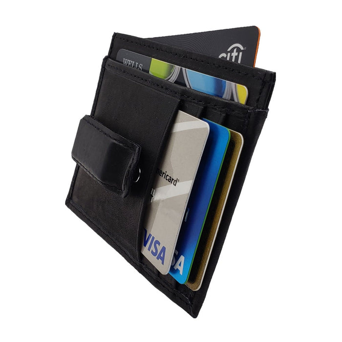 1 Genuine Leather Slim Wallet Mens Credit Card Holder ID Money Clip Pocket Black