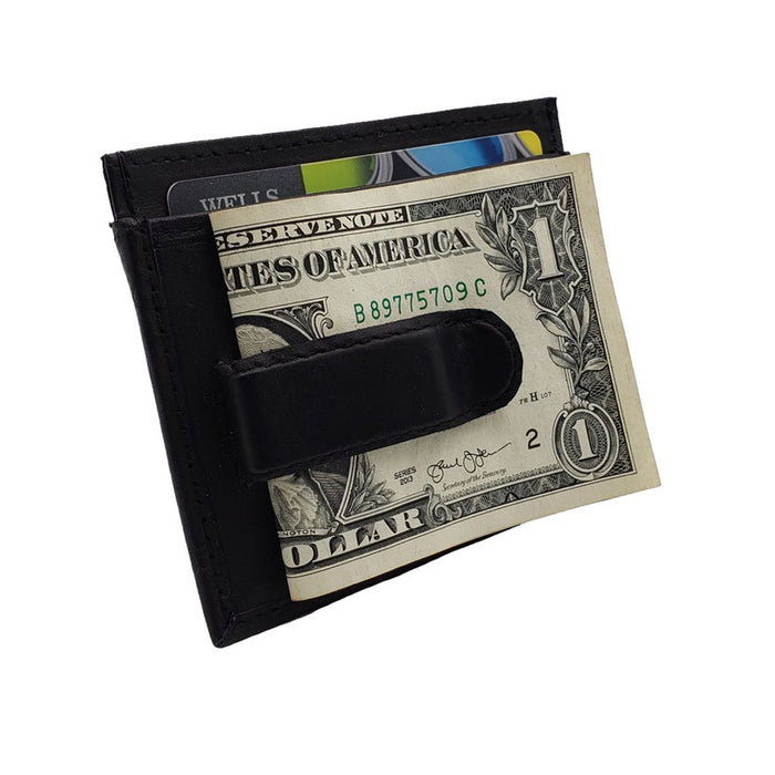 1 Genuine Leather Slim Wallet Mens Credit Card Holder ID Money Clip Pocket Black